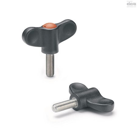 Elesa Thumb Screw, M10-20 Thread Size, Wing, Stainless Steel, 32 mm Head Ht, 20 mm Lg EWN-SST-p